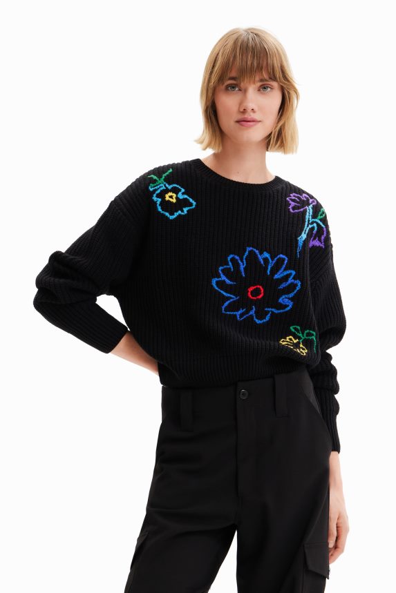 Women DesigualEmbroidered floral pullover Clothing 68X2402