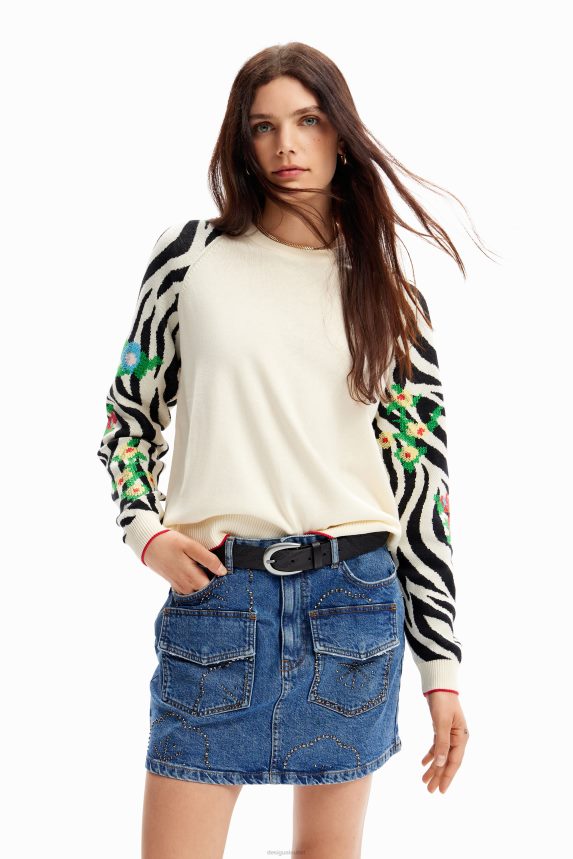 Women DesigualEmbroidered zebra pullover Clothing 68X24041