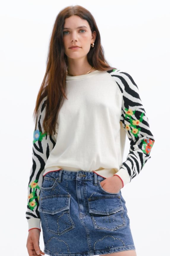 Women DesigualEmbroidered zebra pullover Clothing 68X24041
