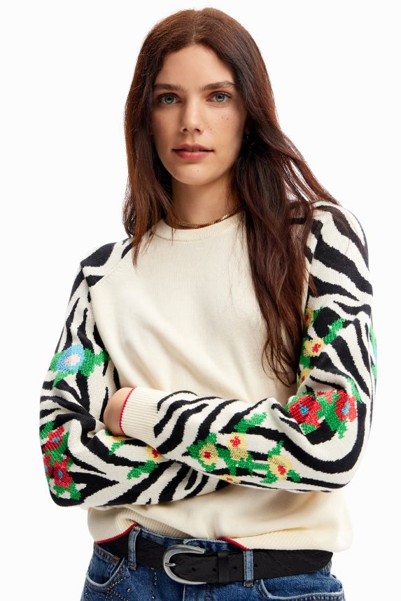 Women DesigualEmbroidered zebra pullover Clothing 68X24041