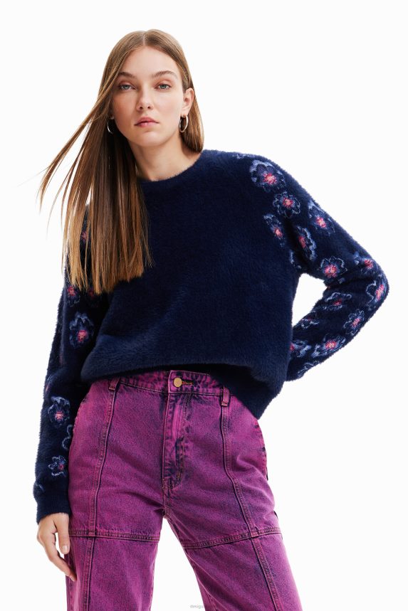 Women DesigualFloral fur-effect pullover Clothing 68X240350