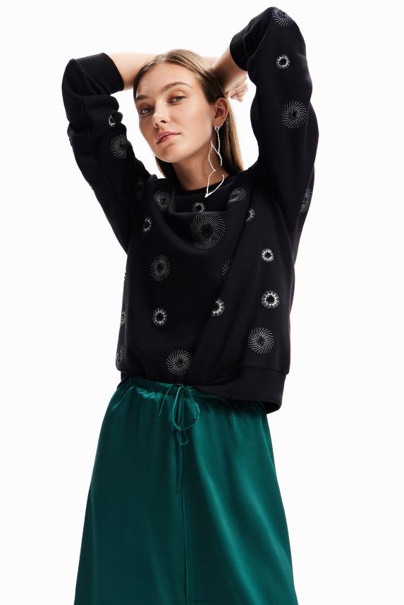 Women DesigualGeometric embroidered sweatshirt Clothing 68X240264