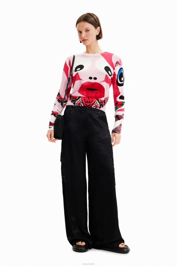 Women DesigualM. Christian Lacroix face pullover Clothing 68X240285