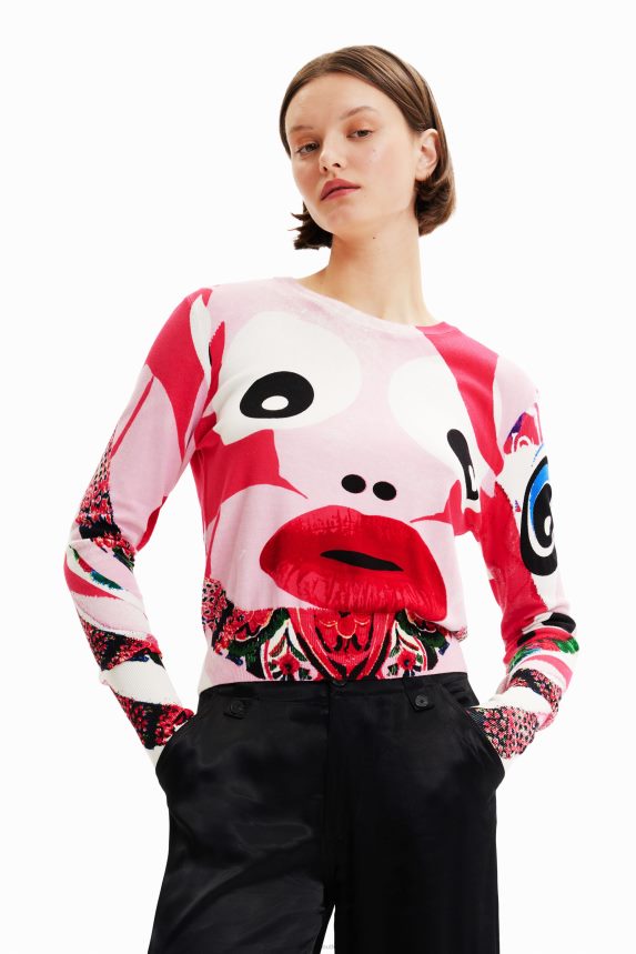 Women DesigualM. Christian Lacroix face pullover Clothing 68X240285