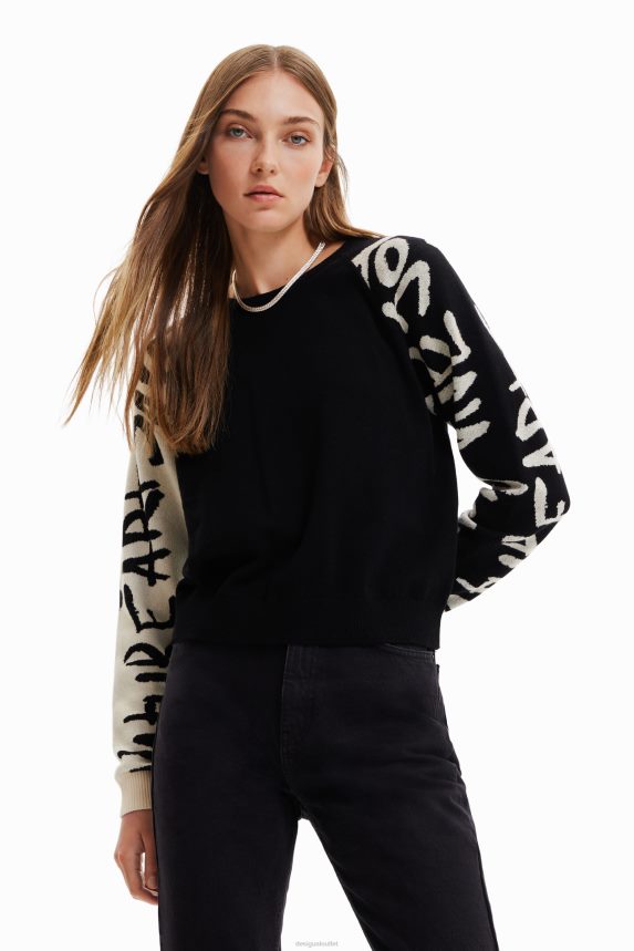 Women DesigualManifesto sleeves jumper Clothing 68X240979
