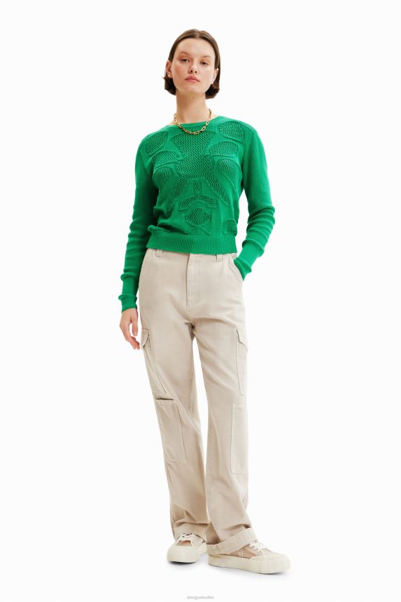 Women DesigualOpenwork flower pullover Clothing 68X240295