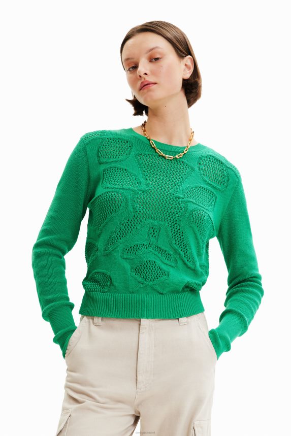 Women DesigualOpenwork flower pullover Clothing 68X240295