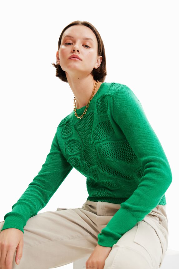 Women DesigualOpenwork flower pullover Clothing 68X240295