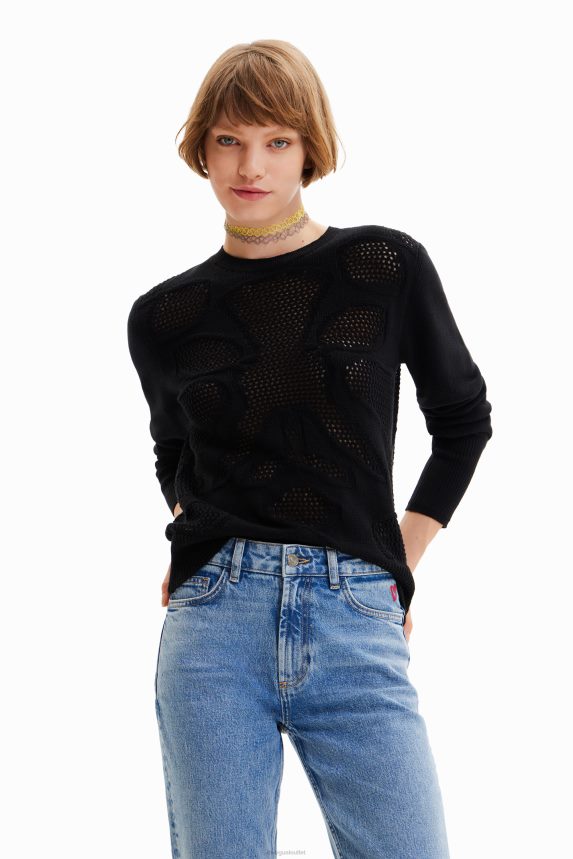 Women DesigualOpenwork flower pullover Clothing 68X240300
