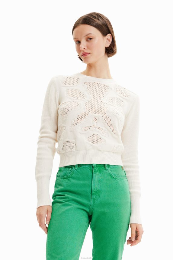 Women DesigualOpenwork flower pullover Clothing 68X240638
