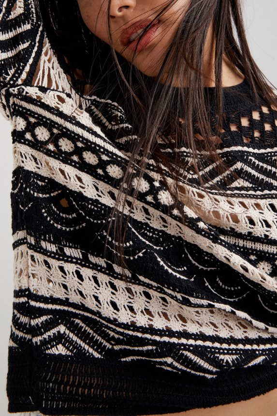 Women DesigualSemi-transparent crochet jumper Clothing 68X2401031