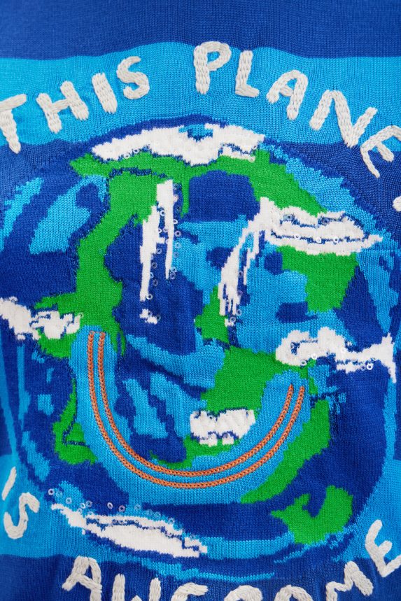 Women DesigualShort striped planet pullover Clothing 68X240815