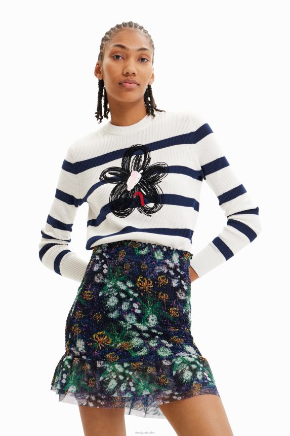 Women DesigualStriped flower pullover Clothing 68X240307