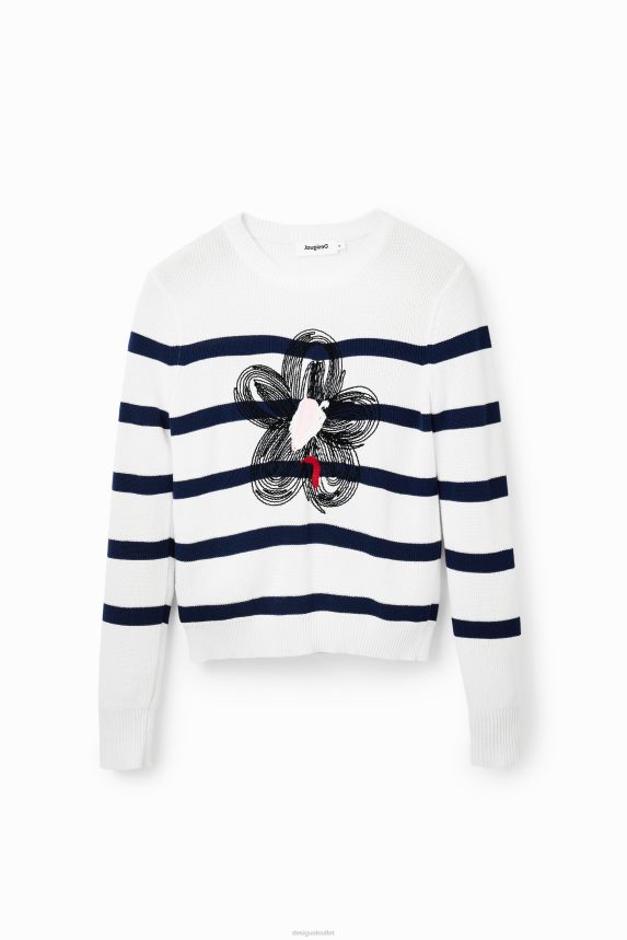 Women DesigualStriped flower pullover Clothing 68X240307