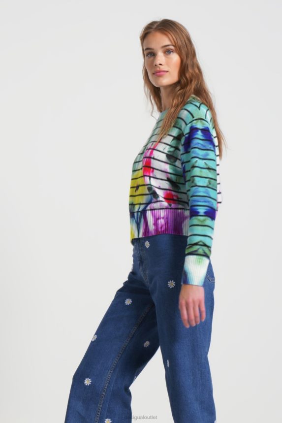 Women DesigualStripy tie-dye floral jumper Clothing 68X2401024