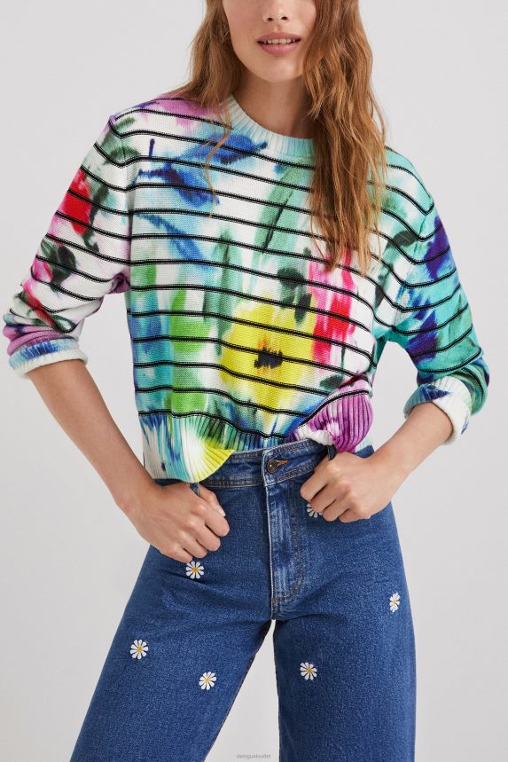 Women DesigualStripy tie-dye floral jumper Clothing 68X2401024