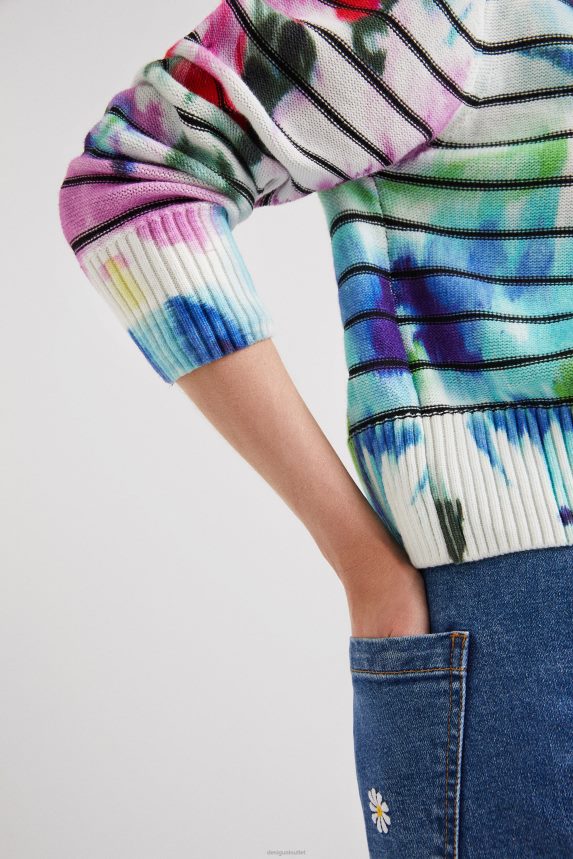 Women DesigualStripy tie-dye floral jumper Clothing 68X2401024