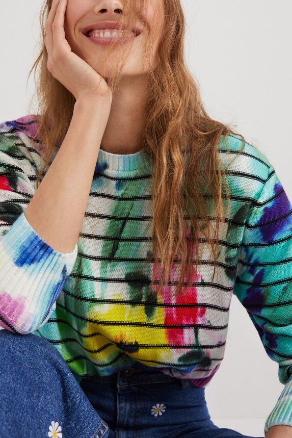 Women DesigualStripy tie-dye floral jumper Clothing 68X2401024