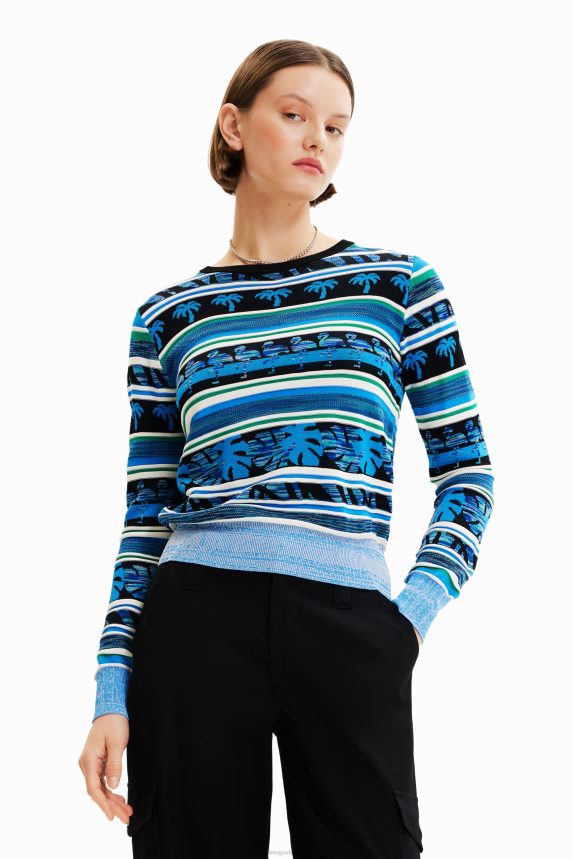 Women DesigualTropical border pullover Clothing 68X240501