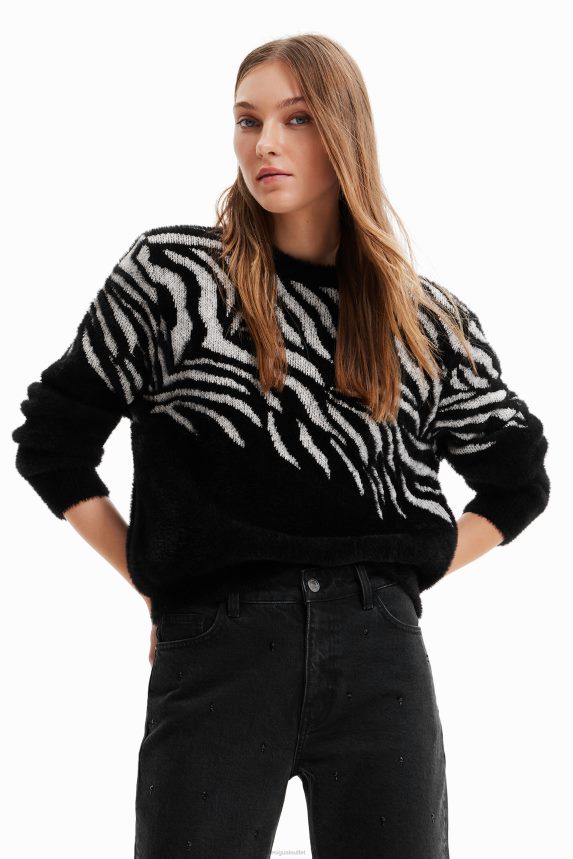 Women DesigualZebra fur-effect pullover Clothing 68X2401039