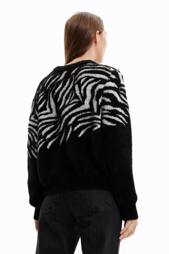 Women DesigualZebra fur-effect pullover Clothing 68X2401039