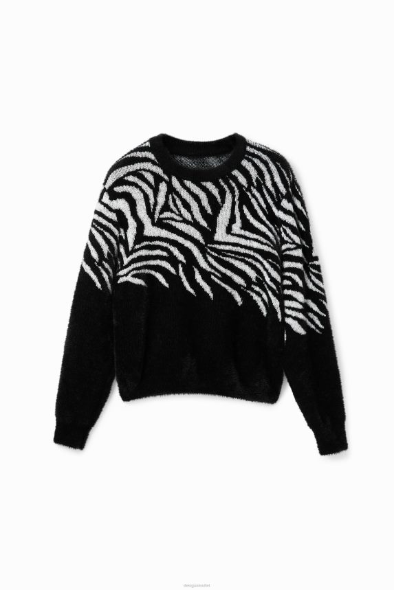 Women DesigualZebra fur-effect pullover Clothing 68X2401039