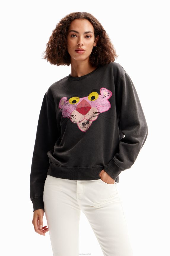 Women DesigualDistressed Pink Panther sweatshirt Clothing 68X240481