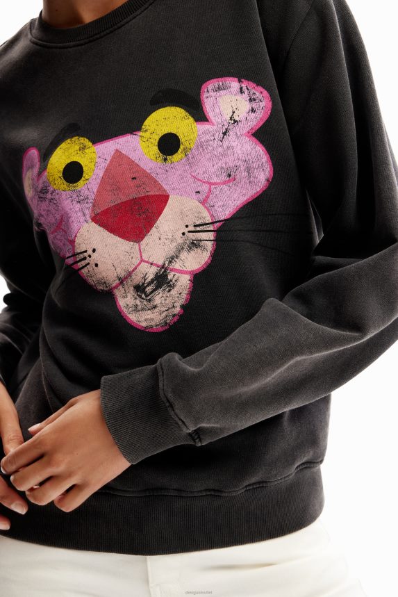 Women DesigualDistressed Pink Panther sweatshirt Clothing 68X240481