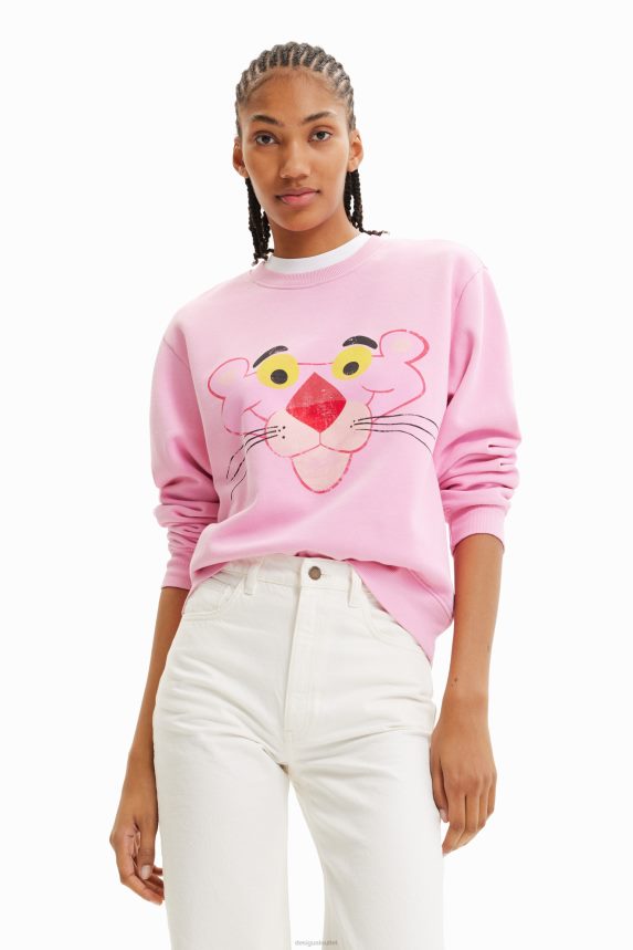 Women DesigualDistressed Pink Panther sweatshirt Clothing 68X240952