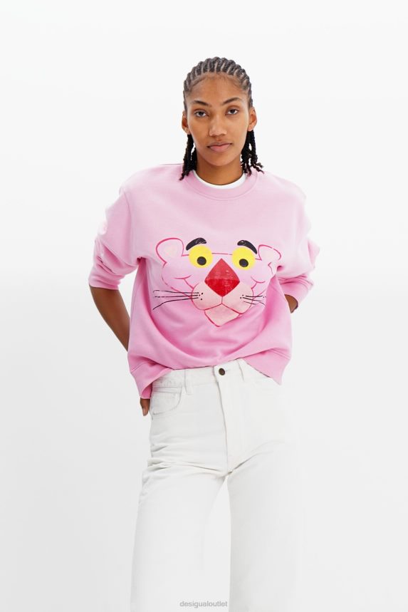 Women DesigualDistressed Pink Panther sweatshirt Clothing 68X240952