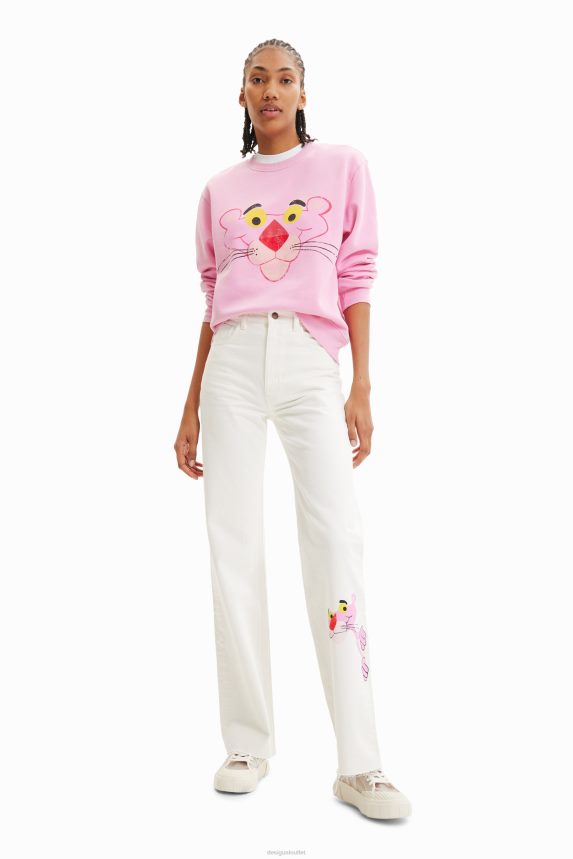 Women DesigualDistressed Pink Panther sweatshirt Clothing 68X240952