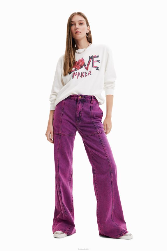 Women DesigualEmbroidered message sweatshirt Clothing 68X240631