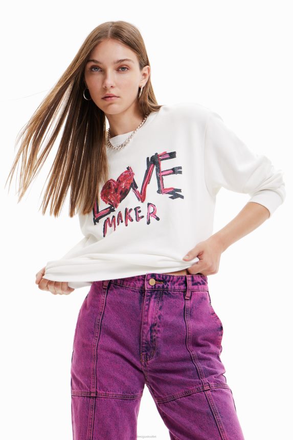 Women DesigualEmbroidered message sweatshirt Clothing 68X240631