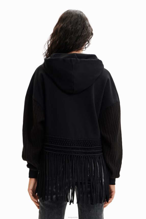 Women DesigualOversize fringe hoodie Clothing 68X240946