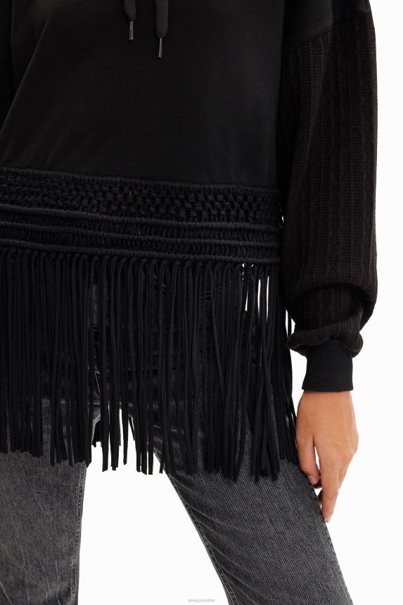 Women DesigualOversize fringe hoodie Clothing 68X240946