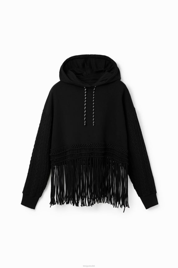 Women DesigualOversize fringe hoodie Clothing 68X240946