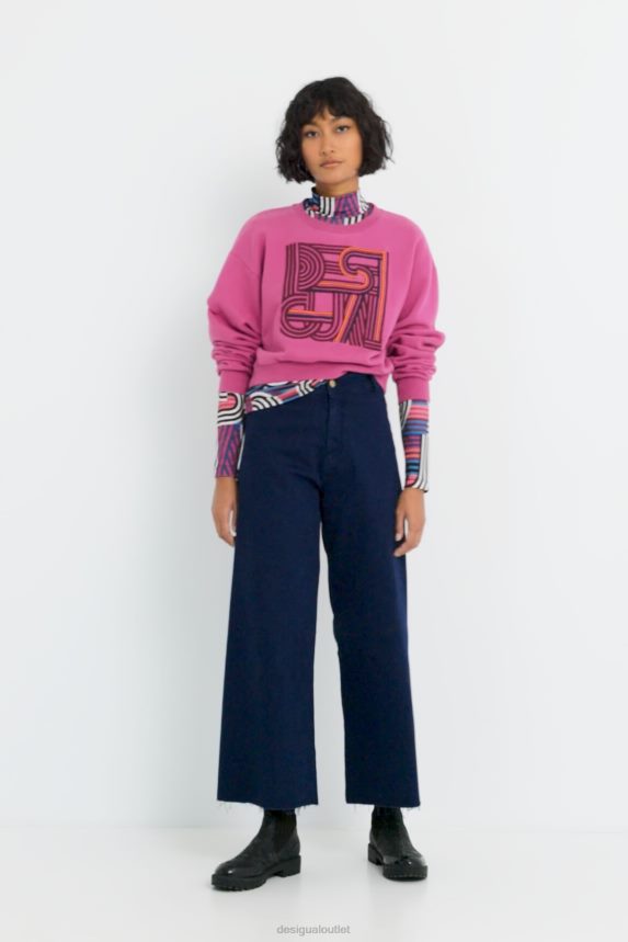 Women DesigualPlain embroidered plush sweatshirt Clothing 68X2401042