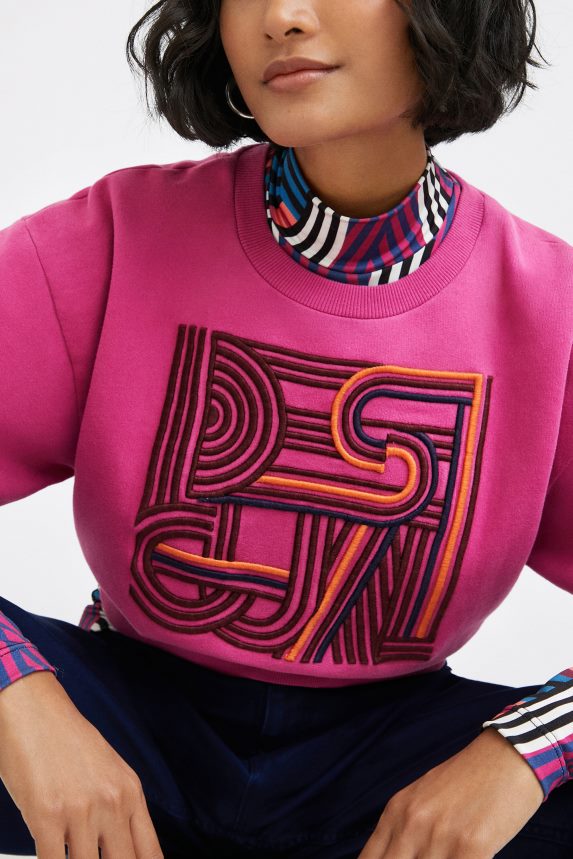 Women DesigualPlain embroidered plush sweatshirt Clothing 68X2401042