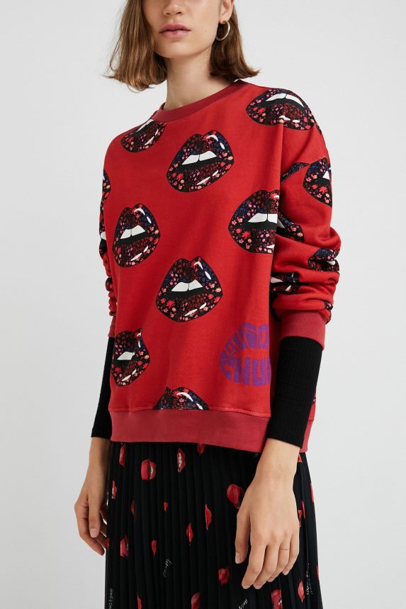 Women DesigualPlush lips sweatshirt Clothing 68X2401120