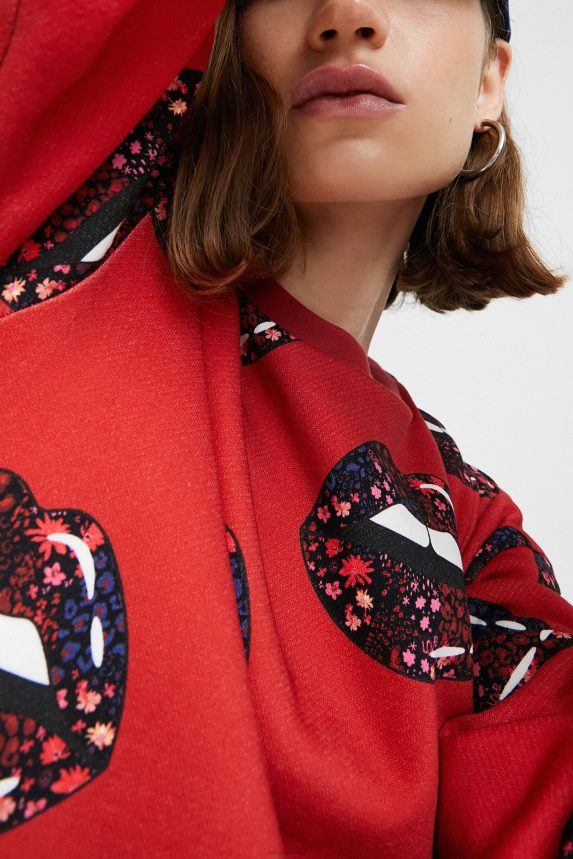 Women DesigualPlush lips sweatshirt Clothing 68X2401120