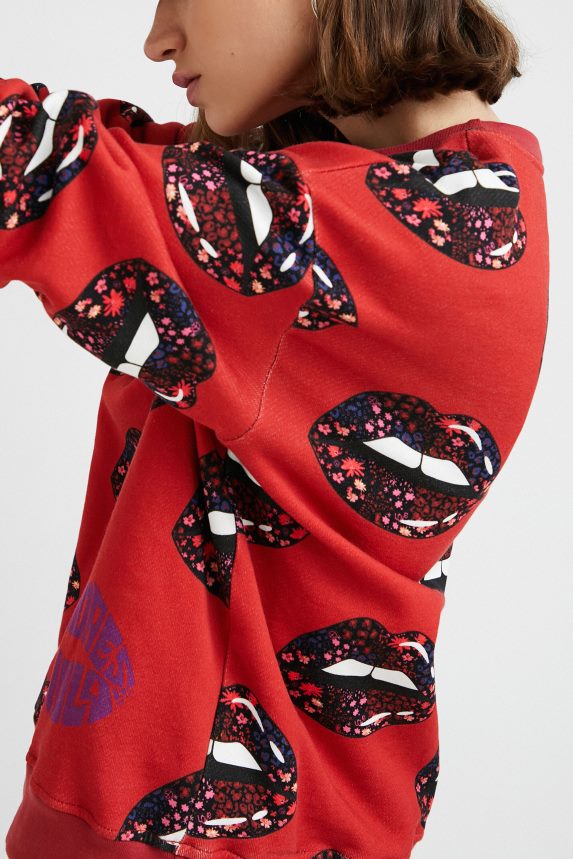 Women DesigualPlush lips sweatshirt Clothing 68X2401120