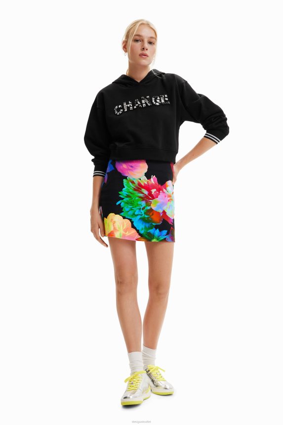 Women DesigualShort ''Change'' patch hoodie Clothing 68X240568