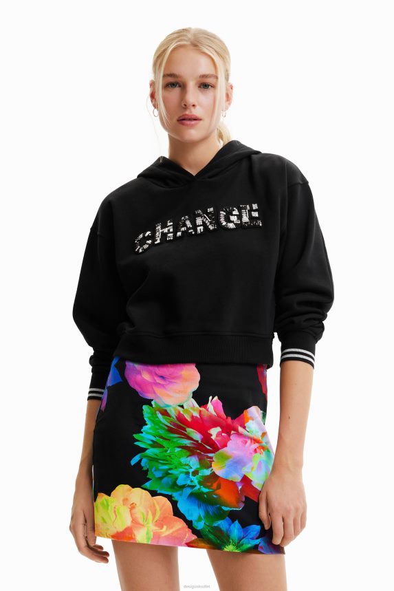 Women DesigualShort ''Change'' patch hoodie Clothing 68X240568