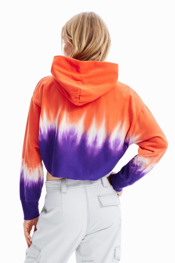 Women DesigualShort tie-dye rhinestone hoodie Clothing 68X240458