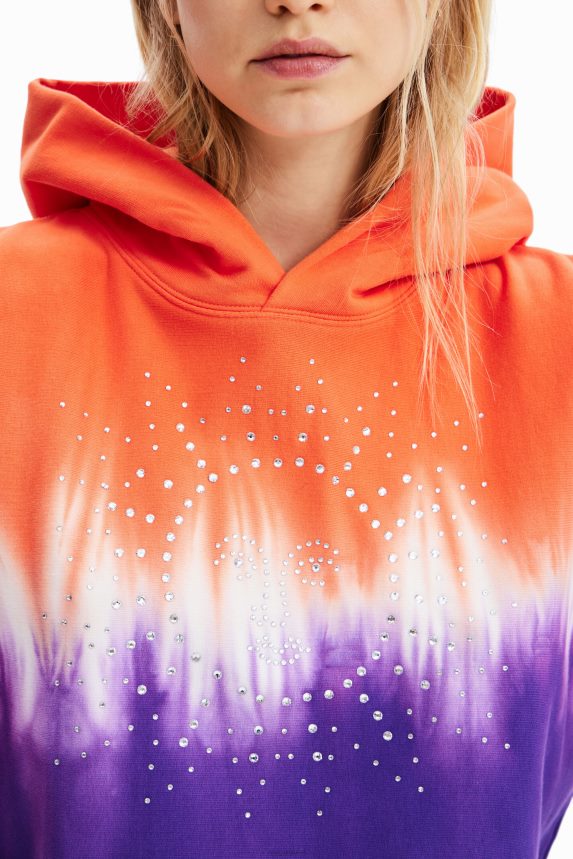 Women DesigualShort tie-dye rhinestone hoodie Clothing 68X240458