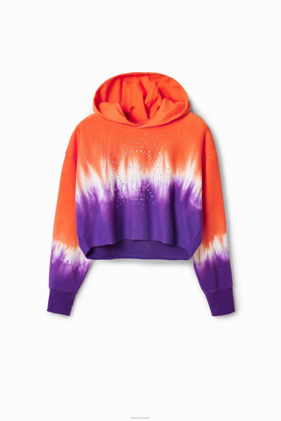 Women DesigualShort tie-dye rhinestone hoodie Clothing 68X240458