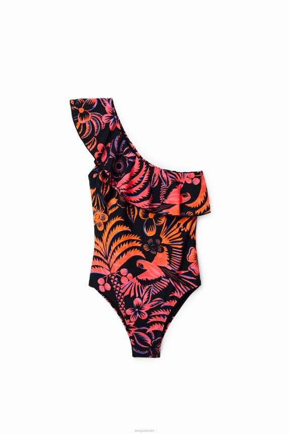 Women DesigualAsymmetric ruffle swimsuit Clothing 68X240354