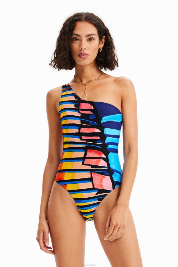 Women DesigualAsymmetric-strap swimsuit Clothing 68X240838