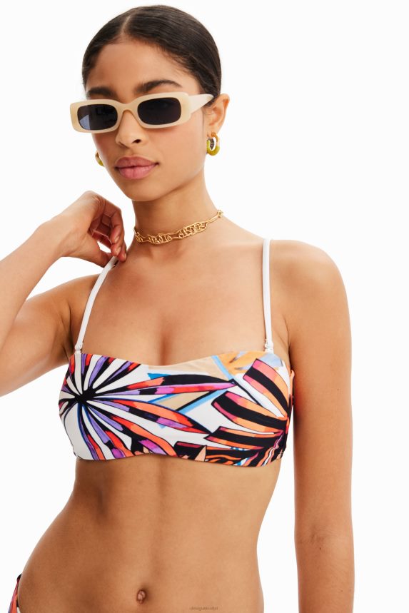 Women DesigualTropical bandeau bikini top Clothing 68X240492