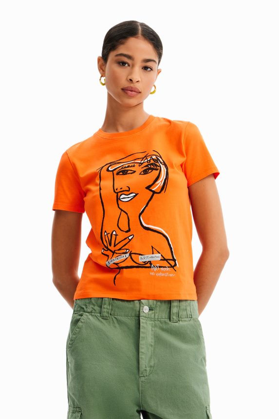 Women DesigualArty face T-shirt Clothing 68X2401015